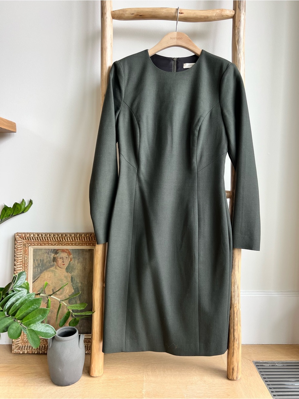 Suit Studio Dark Olive Long-Sleeve Sheath Carly Dress